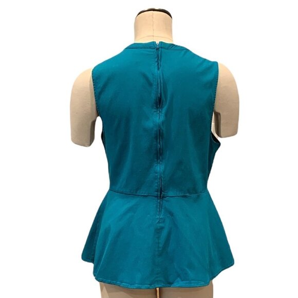 Torrid Peplum Top Stretch Sleeveless Round Neck & Mesh V-Neck Sz 0 Teal 210E - Picture 4 of 6